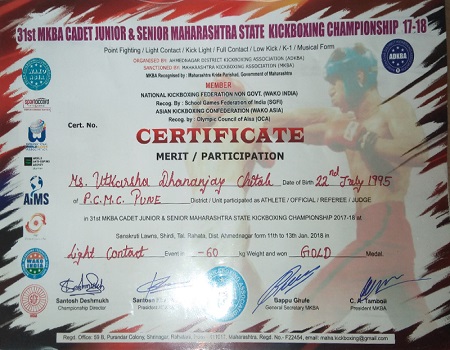31st kickboxing champion ship Gold medal